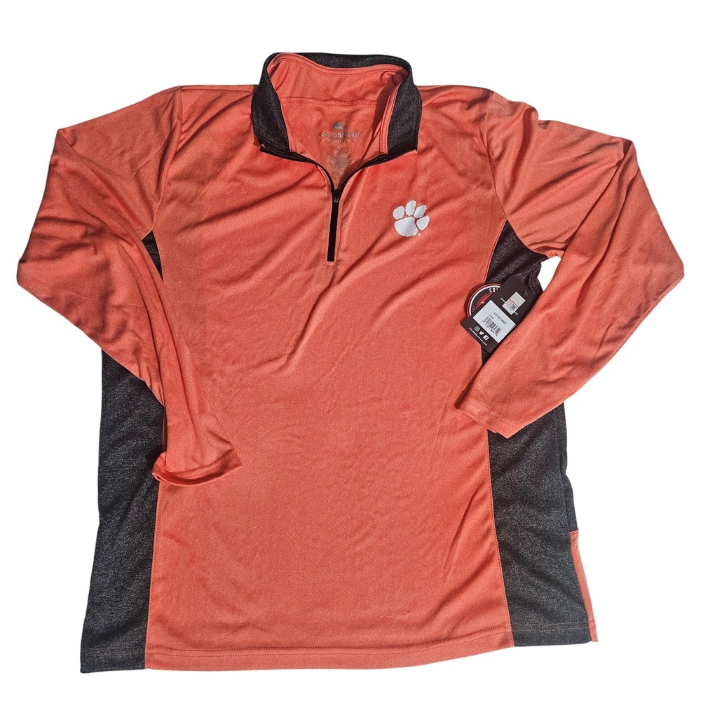 Colosseum Clemson Tigers Mens Large Orange Charcoal Quarter Zip Pullover L